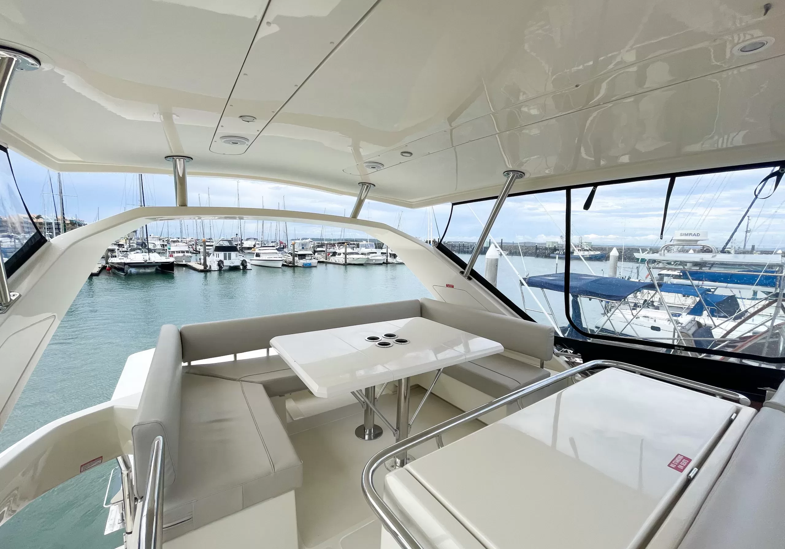 Outdoor deck, yacht hire, aquila, power catamaran
